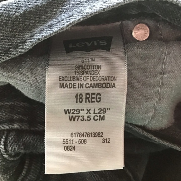 Levi’s 511 Skinny Black Wash Boys Jeans - Picture 5 of 5